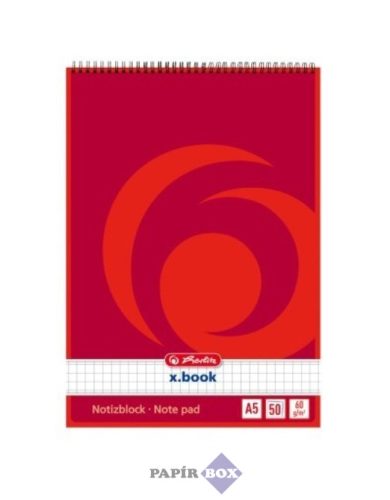 Spirálos jegyzetblokk, X.book,  A/5, 50 lap,  kockás
