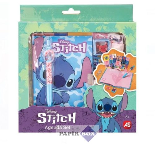 Napló szett, Disney, Stitch, (lakattal + toll + nyomda) szív minta