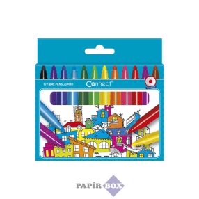   Rostirón, filctoll készlet, kimosható, Connect Jumbo 12 klf. szín