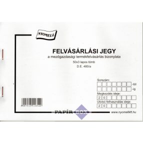 D.E.480/A/V Felvásárlási jegy A/5 50x3pld