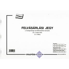D.E.480/új/V Felvásárlási jegy A/4 25x3