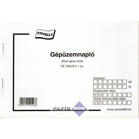 D.E.930/A/V. Gépüzemnapló A/5, 25x2 lapos