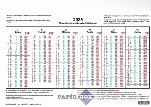 A.3516-38 TB számfejtési naptár 2022.