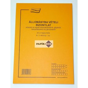 B.11-46/V/új Állománybavételi bizonylat A/4