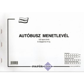 D.Gépjármű 41/új Autóbusz menetlevél 100 lap/tömb