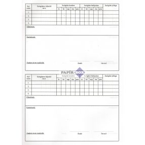 D.E. 903 Szolgálati napló (Őrnapló) A/4, 50 lapos sp.