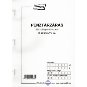 B.22-26/A/V Pénztárzárás A/5 25x2x2 önátírós