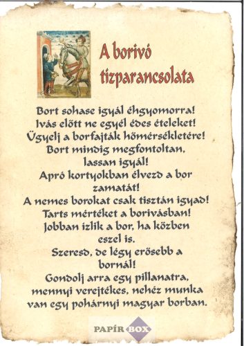 Merített papír, A borivó tízparancsolata