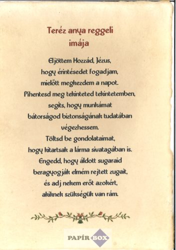 Merített papír, Teréz anya reggeli imája
