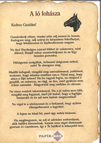 Merített papír, A ló fohásza