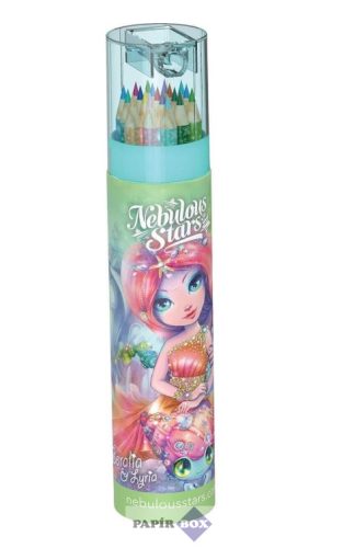 Színes ceruza készlet, 18 db, hengerben, hegyezővel, Nebulous Stars, Coralia