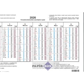 A.3516-38 TB számfejtési naptár 2026.