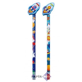 Grafit ceruza BENSIA űrhajó radírral, állatos test