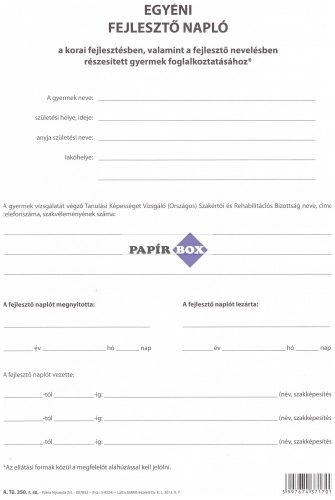 A.Tü.350.r.sz. Egyéni fejlesztő napló, A/4