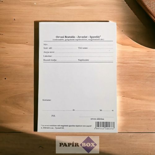 A.3510-64/A Orvosi beutaló, álló, A/6.