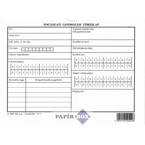 A.3510-152 Fogászati gondozási törzslap, A/5