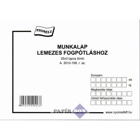A.3510-158 Munkalap lemezes fogpótláshoz A/5