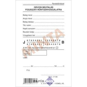 A.3510-167 Fogászati beutaló röntgenre