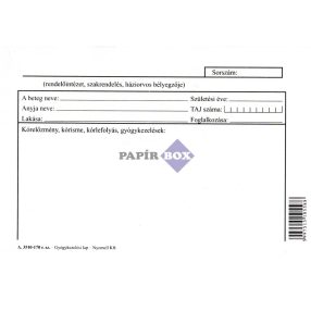 A.3510-170 Gyógykezelési lap A/5, fekvő