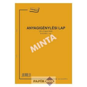 B.12-34/V Anyagigénylési lap, 29 tételes, A/4