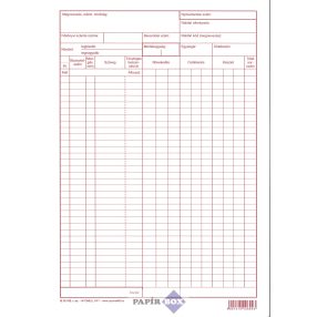 B.12-152 Raktári nyilvántartó karton A/4