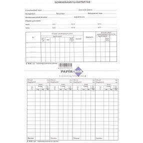 B.18-50 Szabadság nyilvántartó karton A/5