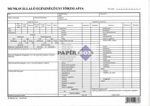 B.3161-4/a Munkavállaló egészségügyi törzslapja