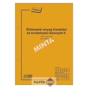   B.318-206/V Élelmezési anyag kiszabási és kivételezési bizonylat II. 