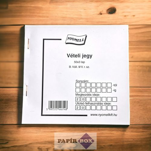 B.Váll.9/V Vételi jegy