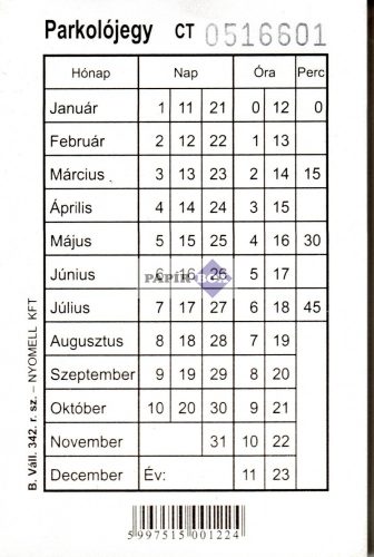 B.Váll.342. Parkolójegy