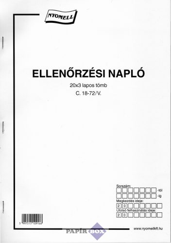 C.18-72/V Ellenőrzési napló A/4