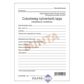 C.3410-328 Cukorbeteg nyilvántartó lapja