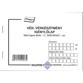 C.3426-63/A/V Vér- és vérkészítmény igénylőlap, A/6