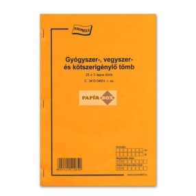   C.3410-346/V Gyógyszer-, vegyszer-, kötszerigénylő, A/4, 25x3 