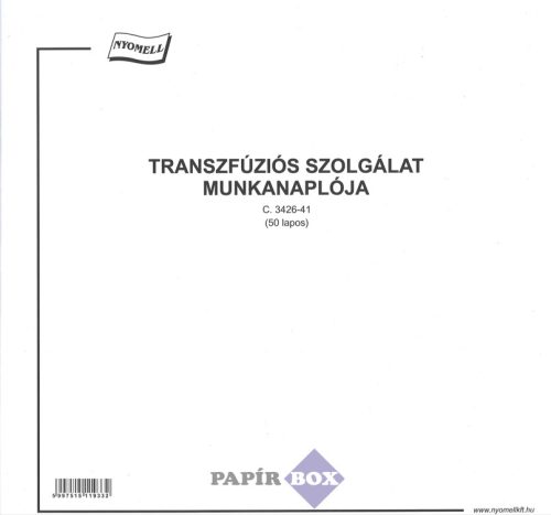 C.3426-41 Transzfúziós szolgálat munkanaplója