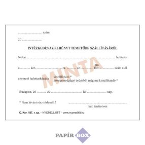   C.KER.187 Intézkedés az elhunyt temetőbe szállításáról, A/6