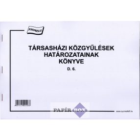   D.6 Társasházi közgyűlések határozatainak könyve, fekvő, A/4