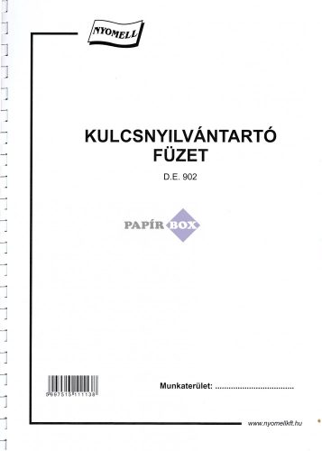 D.E.902 Kulcsnyilvántartó A/4, spirálozott