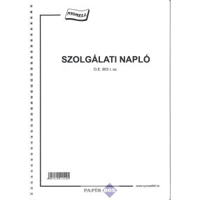 D.E.903 Szolgálati napló (Őrnapló) A/4, 50 lapos sp.