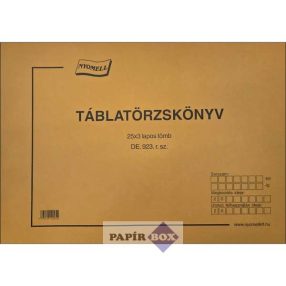 D.E.923/V Táblatörzskönyv, A/3, 25x3 példányos