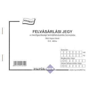 D.E.480/A/V Felvásárlási jegy A/5 50x3pld