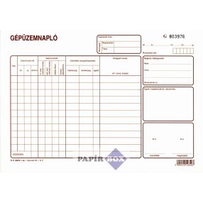 D.E.930/V Gépüzemnapló A/4, 25X3 példányos