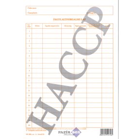 D.E. 1020 Fagylaltforgalmi lap, HACCP