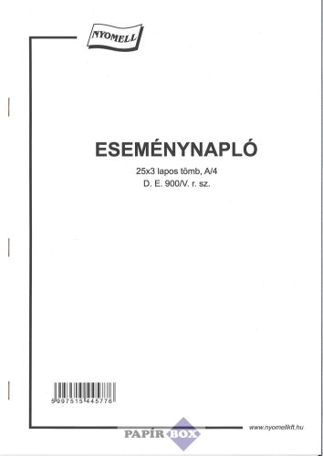 D.E.900/V. Eseménynapló