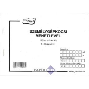 D.Gépjármű 31. menetlevél szgk. A/5