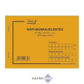 D.MG.7-011/V Napi munkajelentés, A/6, 50x2 lapos