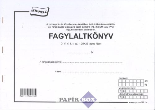 D.VV.1 Fagylaltkönyv A/4, 25+25 lapos