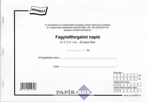 D.VV.2 Fagylaltforgalmi napló A/4 50l.