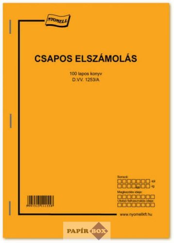 D.VV.1253/A Csapos elszámolás, A/4, 100 lapos