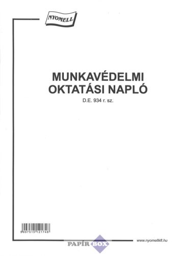 D.E.934 Munkavédelmi oktatási napló A/4